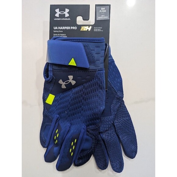 Mens UA Under Armour Bryce Harper Pro Batting Gloves Blue Baseball 1365465  Sz S - Picture 3 of 6